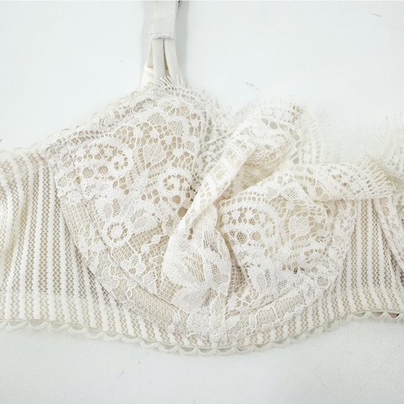 ✅ DREAM ANGELS 30C Unlined Lace Balconette Bra PUSH UP WITHOUT PADDING CREAM - Picture 3 of 7